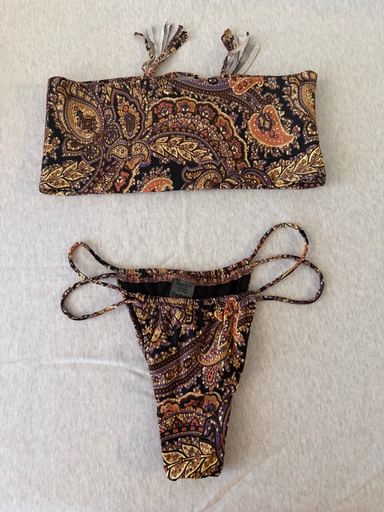 Montce Other - Paisley Bandeau Bikini Set in Black and Gold - Women Swim